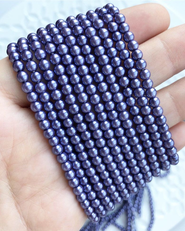 Стеклянный жемчуг 4 мм фиолетовый Фото товара