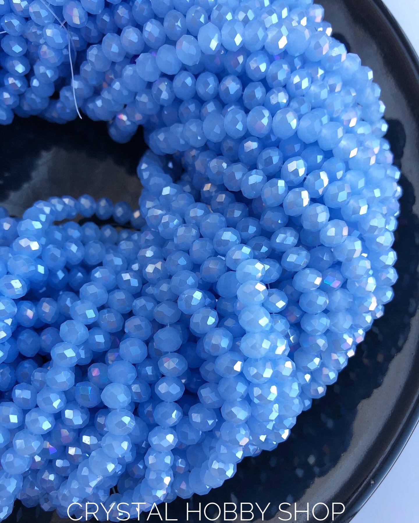 Стеклянные рондели 6 мм голубой с переливами
