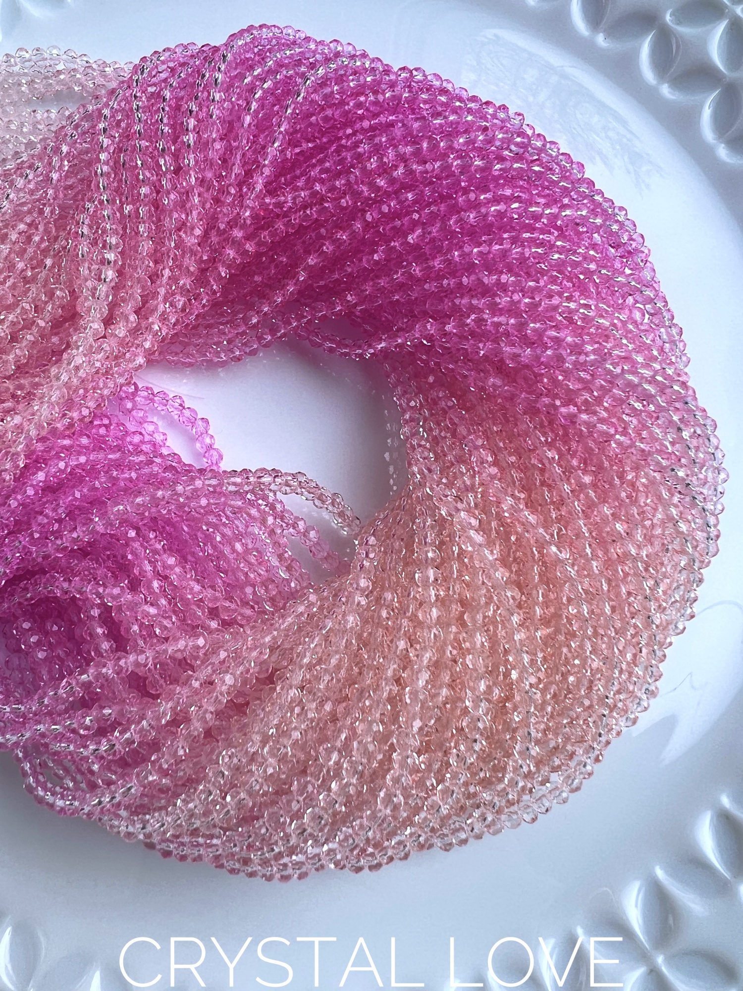 Стеклянные рондели 3/2 мм розово-персиковый градиент
