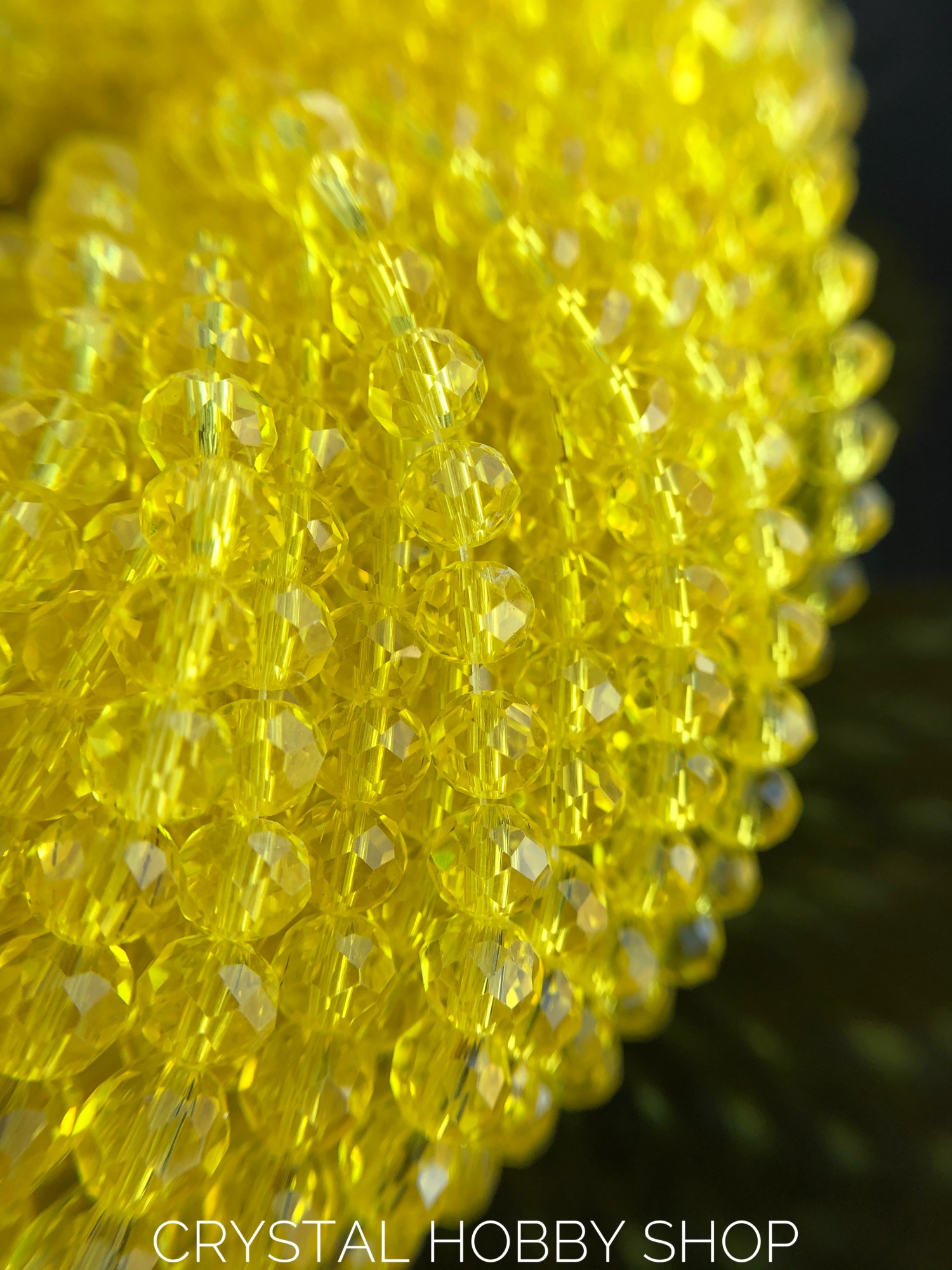 Стеклянные рондели 6 мм жёлтый прозрачный Фото товара